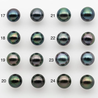 10-11mm Matching Pair Near Round Tahitian Pearl in High Luster, Undrilled for Making Earring or Pendant, SKU # 2542TH