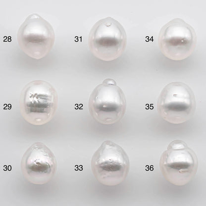 9-10mm South Sea Pearl Drop in Natural White Colors and Beautiful Luster with Minor Blemish, Undrilled Single Piece, SKU # 2543SS