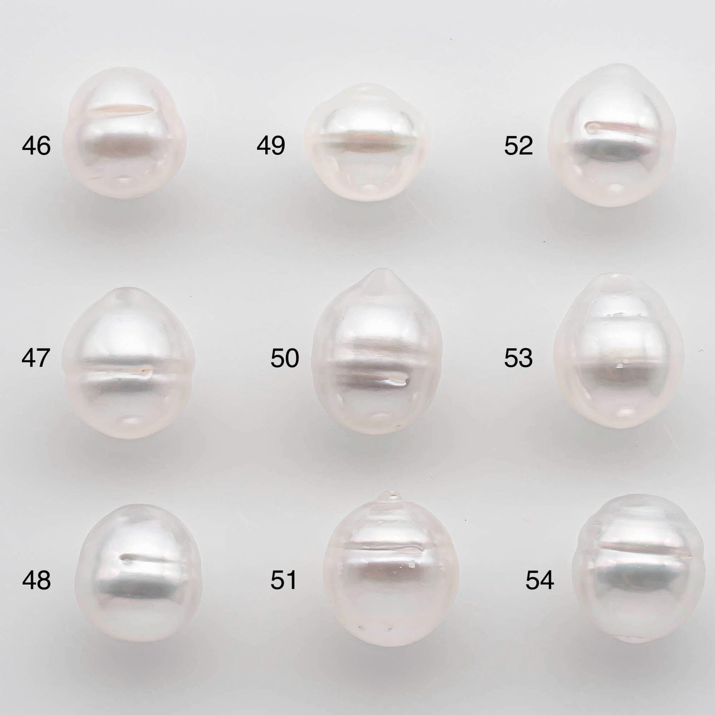 9-10mm Drop South Sea Pearl with High Luster and Natural White Color with Minor Blemish, Loose Single Pice Undrilled, SKU # 2545SS