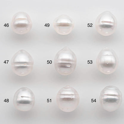 9-10mm Drop South Sea Pearl with High Luster and Natural White Color with Minor Blemish, Loose Single Pice Undrilled, SKU # 2545SS