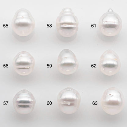 9-10mm Drop South Sea Pearl with High Luster and Natural White Color with Minor Blemish, Loose Single Pice Undrilled, SKU # 2545SS