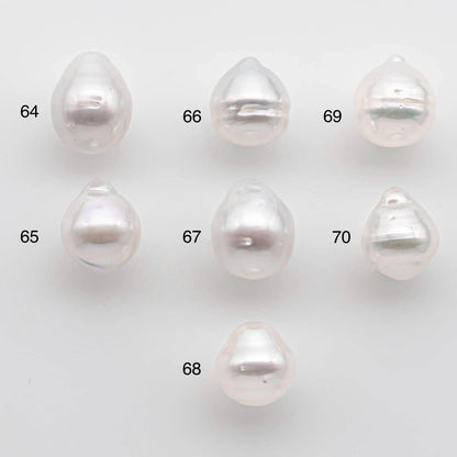 9-10mm Drop South Sea Pearl with High Luster and Natural White Color with Minor Blemish, Loose Single Pice Undrilled, SKU # 2546SS