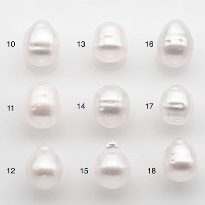 9-10mm Drop South Sea Pearl with High Luster and Natural White Color with Minor Blemish, Loose Single Pice Undrilled, SKU # 2547SS