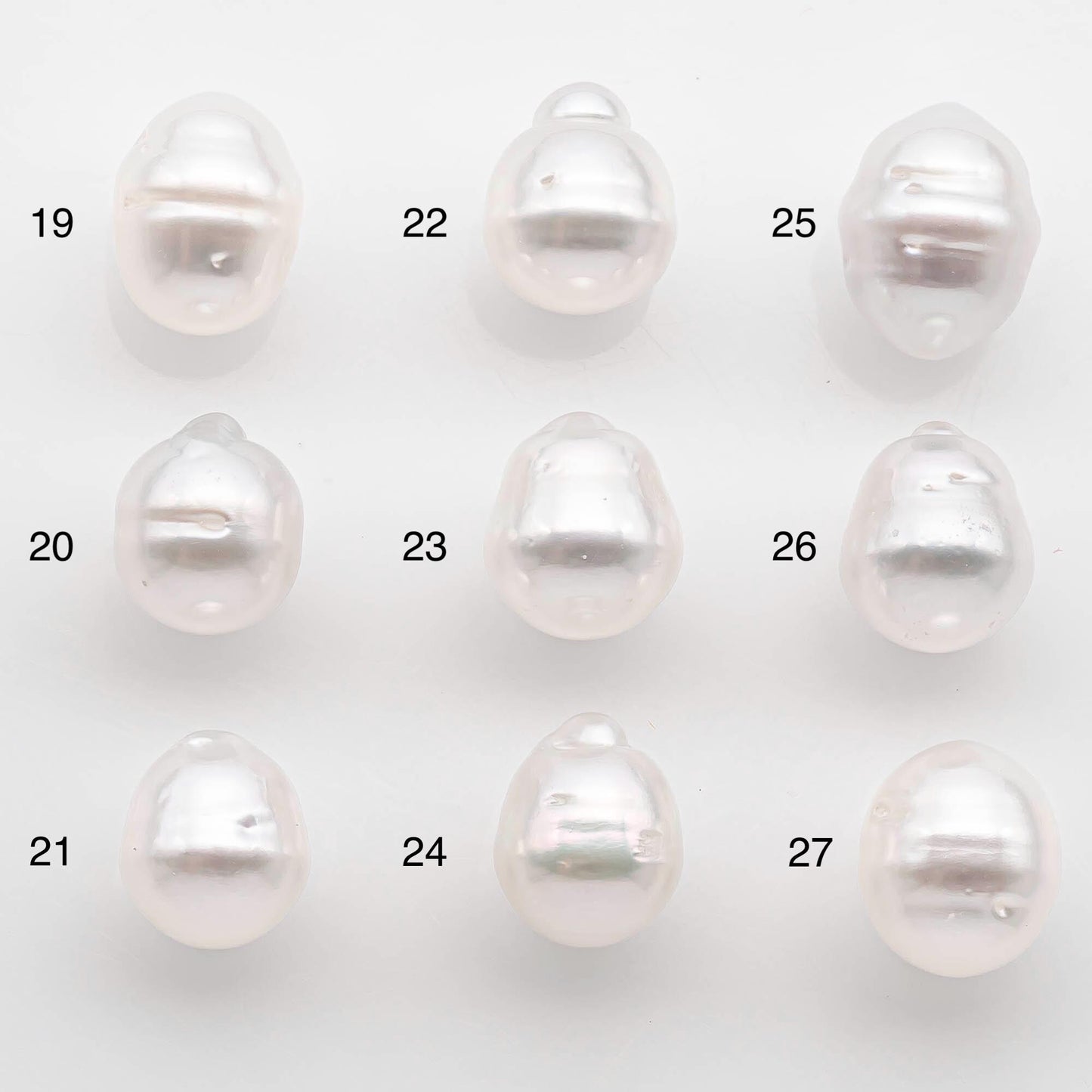 9-10mm Drop South Sea Pearl with High Luster and Natural White Color with Minor Blemish, Loose Single Pice Undrilled, SKU # 2547SS