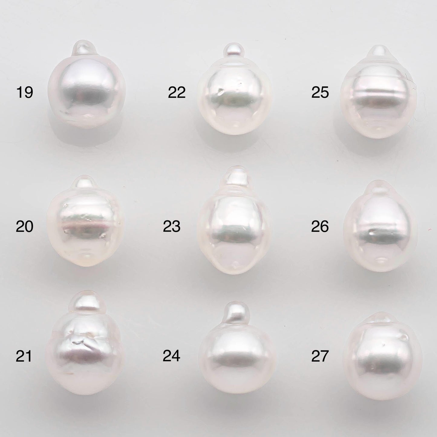 9-10mm Drop South Sea Pearl with High Luster and Natural White Color with Minor Blemish, Loose Single Pice Undrilled, SKU # 2548SS