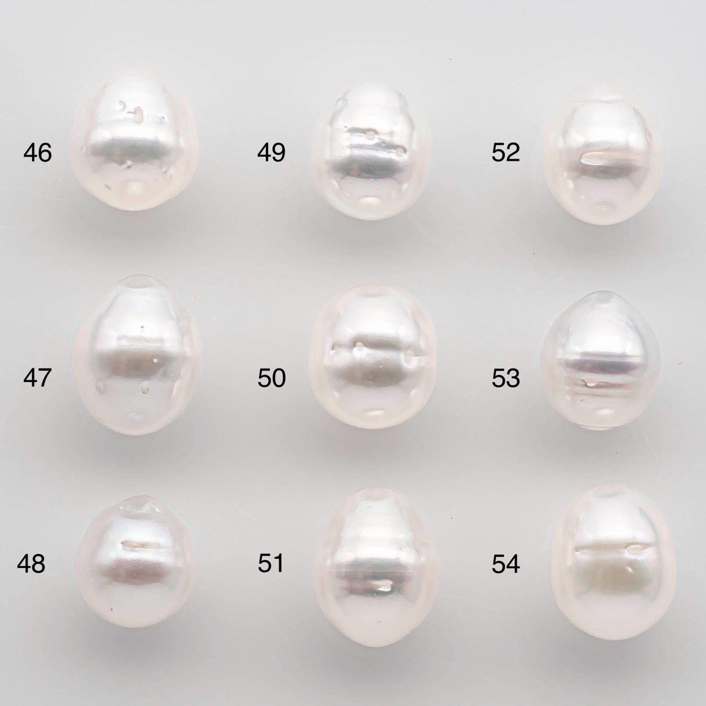 9-10mm Drop South Sea Pearl with High Luster and Natural White Color with Minor Blemish, Loose Single Pice Undrilled, SKU # 2548SS