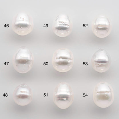 9-10mm Drop South Sea Pearl with High Luster and Natural White Color with Minor Blemish, Loose Single Pice Undrilled, SKU # 2548SS