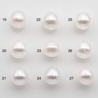 9-10mm Drop South Sea Pearl with High Luster and Natural White Color with Minor Blemish, Loose Single Pice Undrilled, SKU # 2549SS
