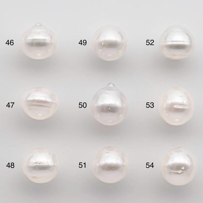 9-10mm Drop South Sea Pearl with High Luster and Natural White Color with Minor Blemish, Loose Single Pice Undrilled, SKU # 2549SS