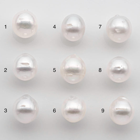 9-10mm Drop South Sea Pearl with High Luster and Natural White Color with Minor Blemish, Loose Single Pice Undrilled, SKU # 2549SS