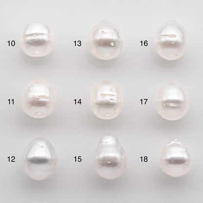 9-10mm South Sea Pearl Drop in Natural White Colors and Beautiful Luster with Minor Blemish, Undrilled Single Piece, SKU # 2550SS