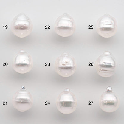 9-10mm South Sea Pearl Drop in Natural White Colors and Beautiful Luster with Minor Blemish, Undrilled Single Piece, SKU # 2550SS