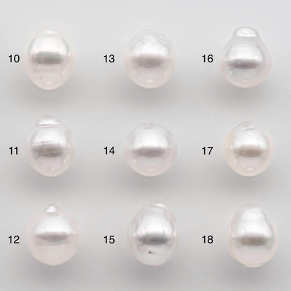 9-10mm South Sea Pearl Drop in Natural White Colors and Beautiful Luster, Undrilled Single Piece, SKU # 2551SS