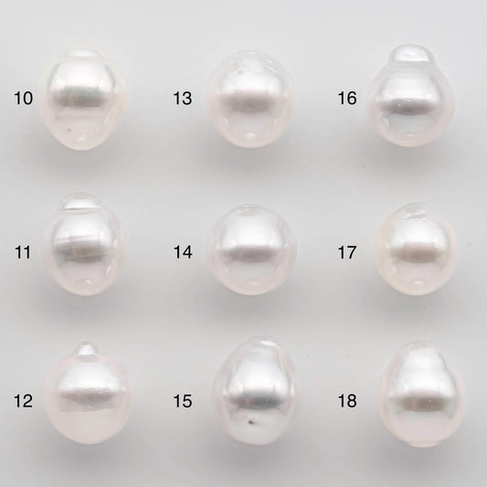 9-10mm South Sea Pearl Drop in Natural White Colors and Beautiful Luster, Undrilled Single Piece, SKU # 2551SS