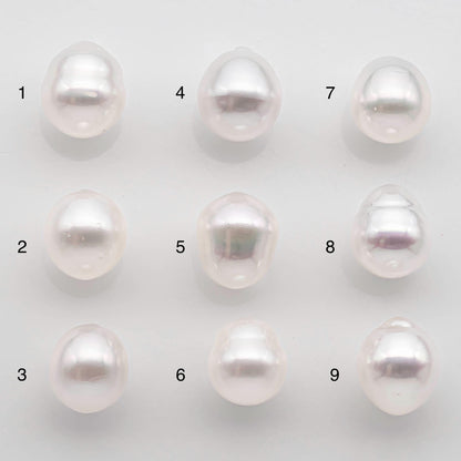 9-10mm South Sea Pearl Drop in Natural White Colors and Beautiful Luster, Undrilled Single Piece, SKU # 2551SS