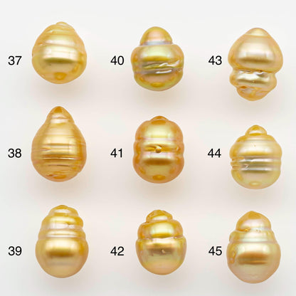 9-10mm South Sea Pearl, Gold Drop Single Piece Nondrilled with High Luster and Minor Blemishes for Jewelry Making, SKU # 2552GS