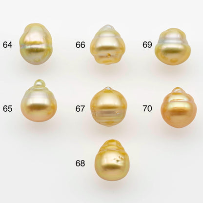 9-10mm South Sea Pearl, Gold Drop Single Piece Nondrilled with High Luster and Minor Blemishes for Jewelry Making, SKU # 2552GS