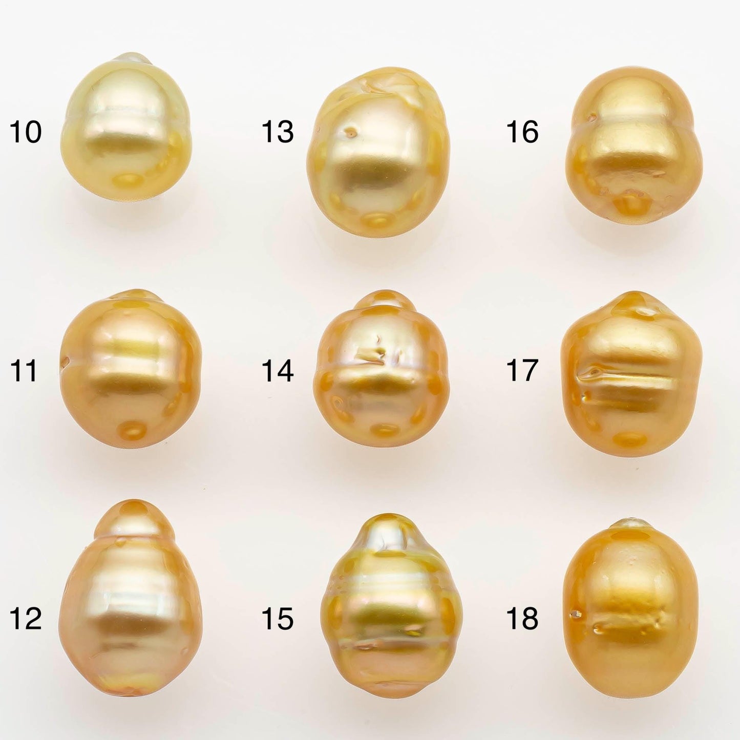 9-10mm South Sea Pearl, Gold Drop Single Piece Nondrilled with High Luster and Minor Blemishes for Jewelry Making, SKU # 2553GS