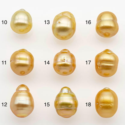 9-10mm South Sea Pearl, Gold Drop Single Piece Nondrilled with High Luster and Minor Blemishes for Jewelry Making, SKU # 2553GS