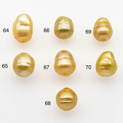 9-10mm South Sea Pearl, Gold Drop Single Piece Nondrilled with High Luster and Minor Blemishes for Jewelry Making, SKU # 2553GS