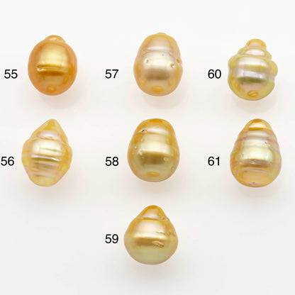 9-10mm South Sea Pearl, Gold Drop Single Piece Nondrilled with High Luster and Minor Blemishes for Jewelry Making, SKU # 2554GS