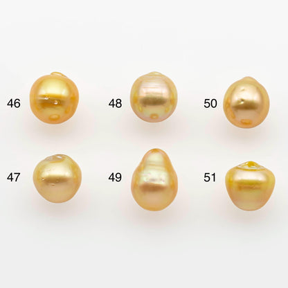 9-10mm South Sea Pearl, Gold Single Piece Nondrilled with High Luster and Minor Blemishes for Jewelry Making, SKU # 2555GS