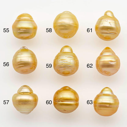 10-11mm South Sea Pearl, Gold Drop Single Piece Nondrilled with High Luster and Minor Blemishes for Jewelry Making, SKU # 2557GS