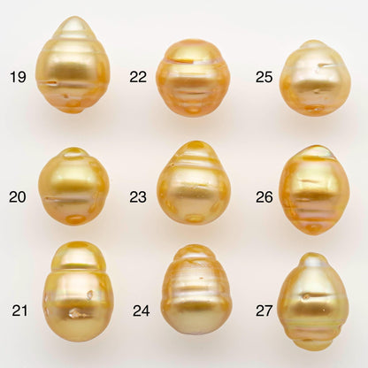 10-11mm South Sea Pearl, Gold Drop Single Piece Nondrilled with High Luster and Minor Blemishes for Jewelry Making, SKU # 2558GS