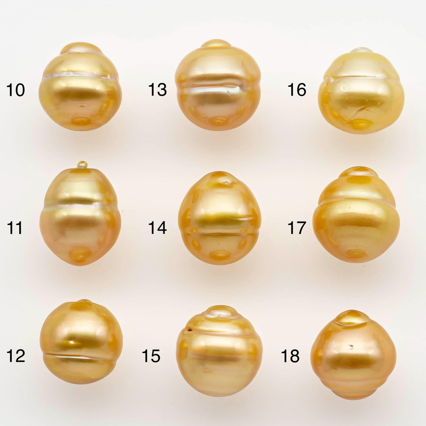10-11mm South Sea Pearl, Gold Drop Single Piece Nondrilled with High Luster and Minor Blemishes for Jewelry Making, SKU # 2559GS