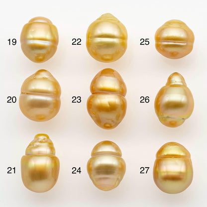 10-11mm South Sea Pearl, Gold Drop Single Piece Nondrilled with High Luster and Minor Blemishes for Jewelry Making, SKU # 2559GS