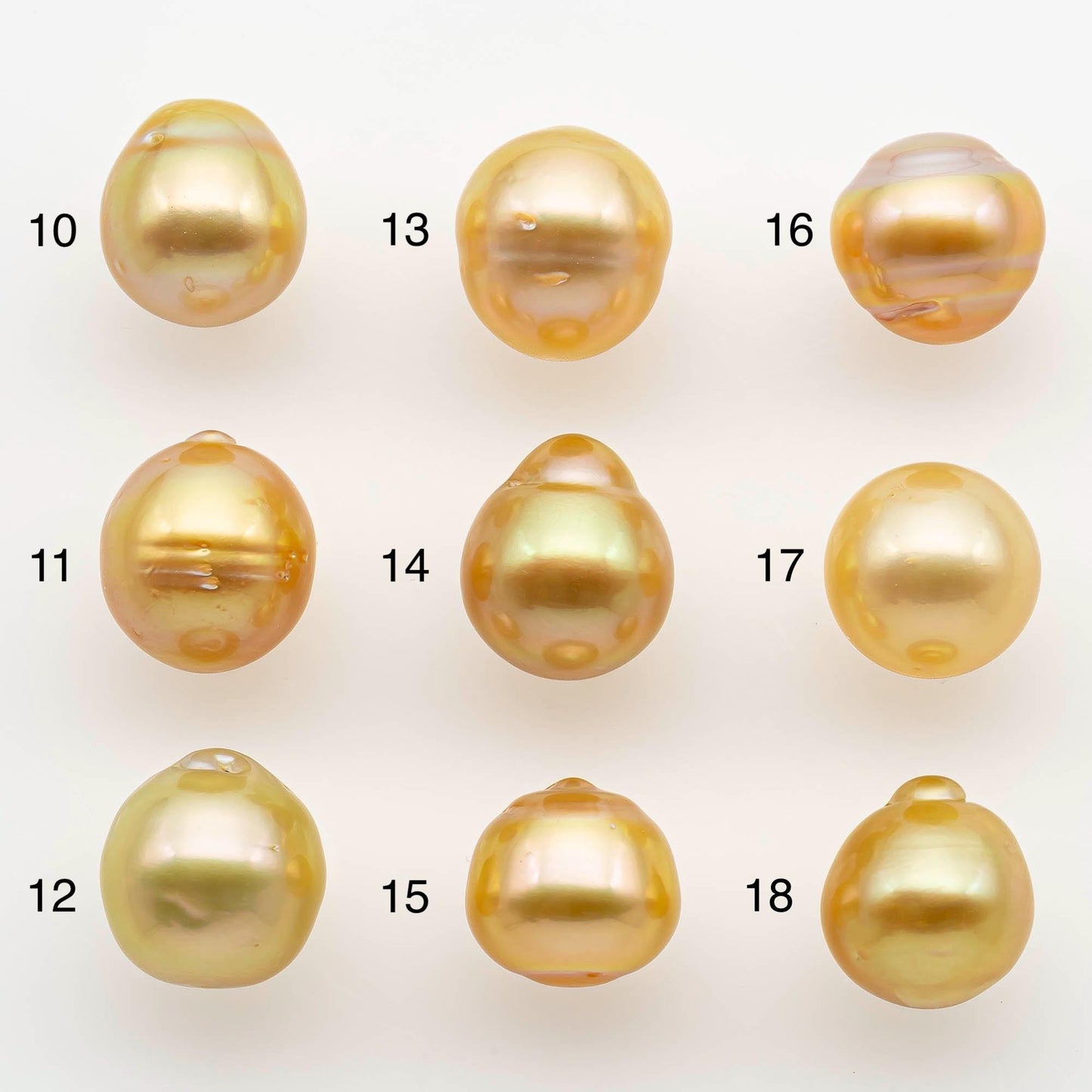 10-11mm South Sea Pearl, Gold Drop Single Piece Nondrilled with High Luster and Minor Blemishes for Jewelry Making, SKU # 2561GS