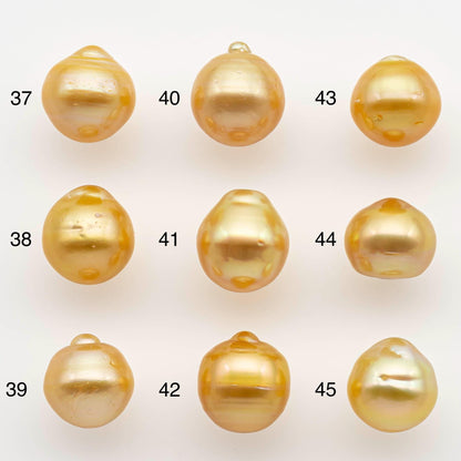 10-11mm South Sea Pearl, Gold Drop Single Piece Nondrilled with High Luster and Minor Blemishes for Jewelry Making, SKU # 2561GS