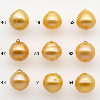 10-11mm South Sea Pearl, Gold Drop Single Piece Nondrilled with High Luster and Minor Blemishes for Jewelry Making, SKU # 2561GS