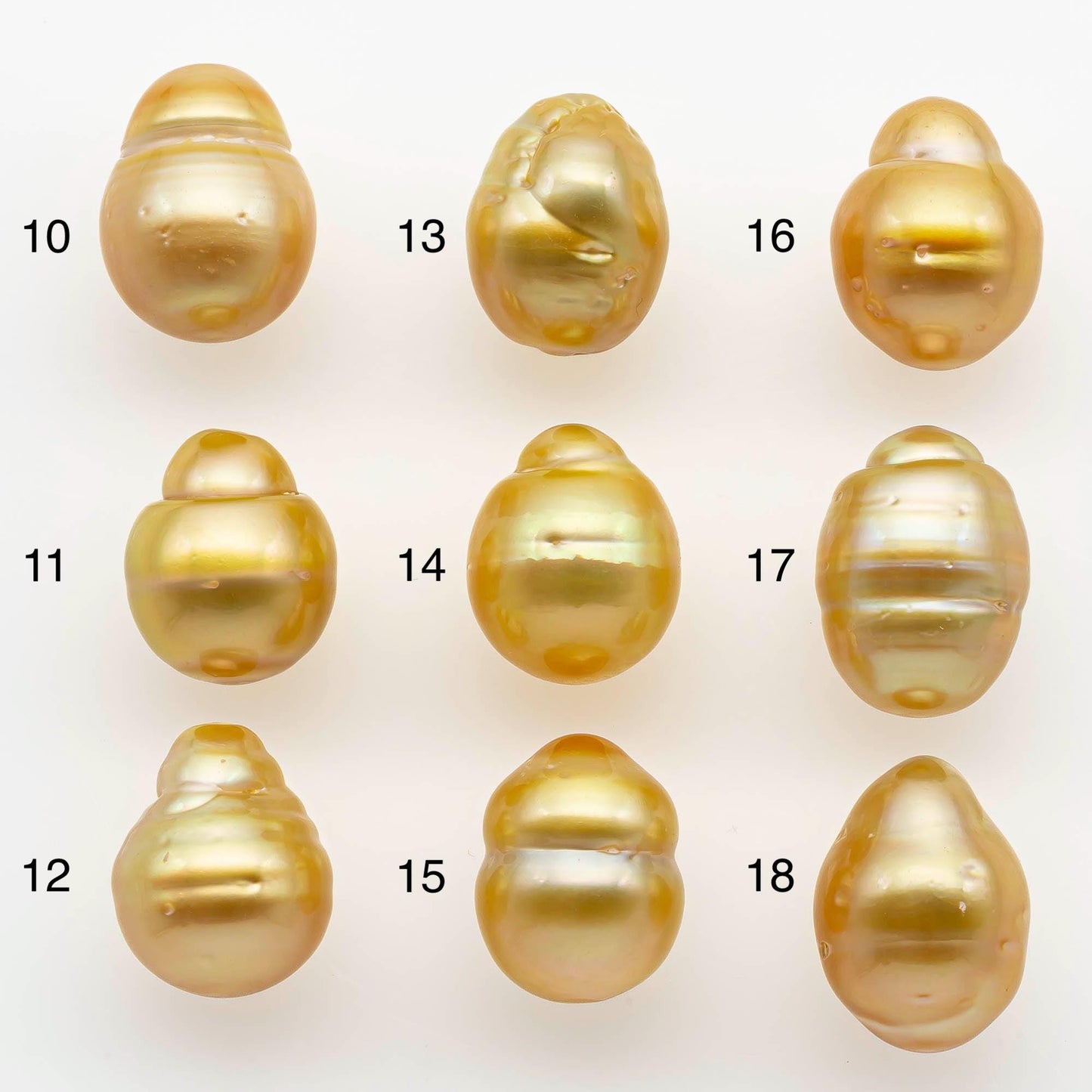 10-11mm South Sea Pearl, Gold Drop Single Piece Nondrilled with High Luster and Minor Blemishes for Jewelry Making, SKU # 2563GS