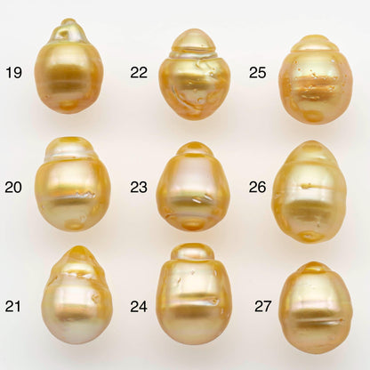 10-11mm South Sea Pearl, Gold Drop Single Piece Nondrilled with High Luster and Minor Blemishes for Jewelry Making, SKU # 2563GS