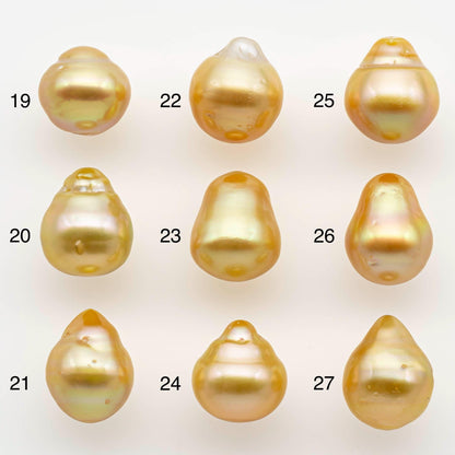 10-11mm Gold South Sea Pearl Drops Undrilled for Jewelry Making, Natural Gold Color Saltwater Pearl, SKU#2565GS
