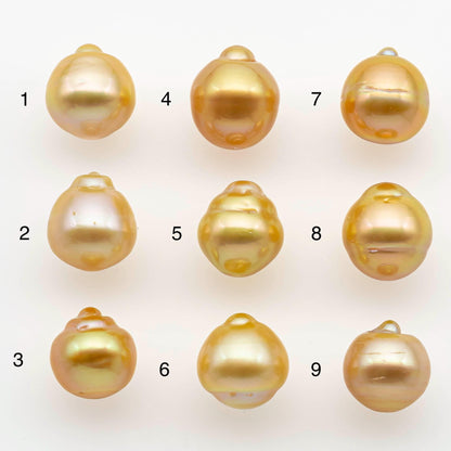 10-11mm Gold South Sea Pearl Drops Undrilled for Jewelry Making, Natural Gold Color Saltwater Pearl, SKU#2565GS