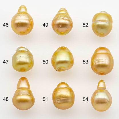 9-10mm South Sea Pearl, Gold Drop Single Piece Nondrilled with High Luster and Minor Blemishes for Jewelry Making, SKU # 2554GS