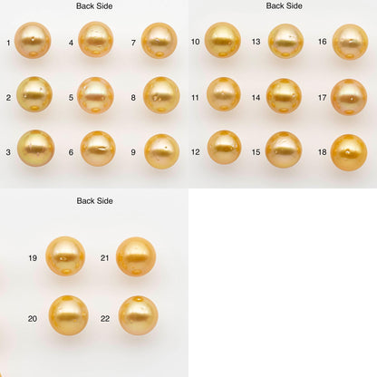 10-11mm South Sea Pearl, Gold Round Single Piece Nondrilled with High Luster and Minor Blemishes for Jewelry Making, SKU # 2567GS