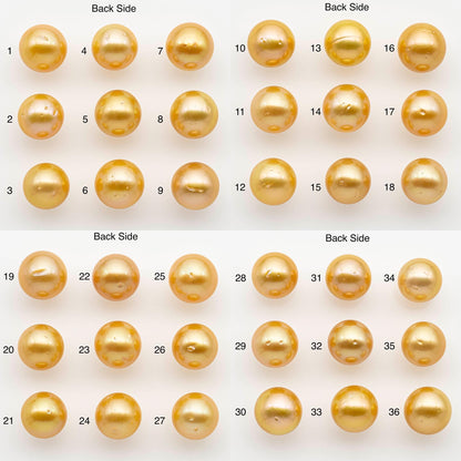 12-13mm South Sea Pearl, Gold Round Single Piece Nondrilled with High Luster and Minor Blemishes for Jewelry Making, SKU # 2570GS