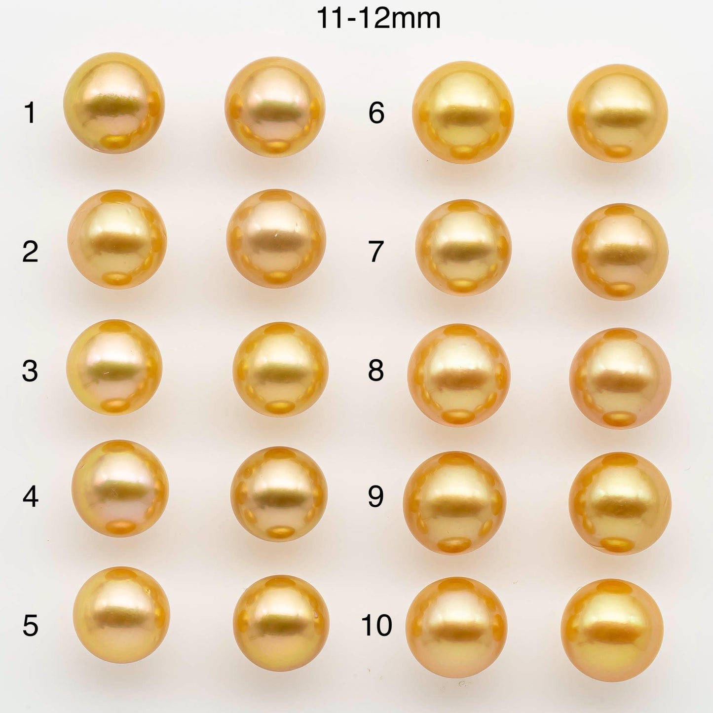 11-12mm, 13-14mm, 14-15mm Matching Pair South Sea Pearl, Round undrilled with High Luster and Minor Blemishes for Jewelry Making, SKU # 2577GS