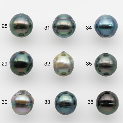 8-9mm Natural Color Tahitian Pearl Drop Shape Loose Single Piece Undrilled in High Luster and Minor Blemishes, SKU # 2578TH