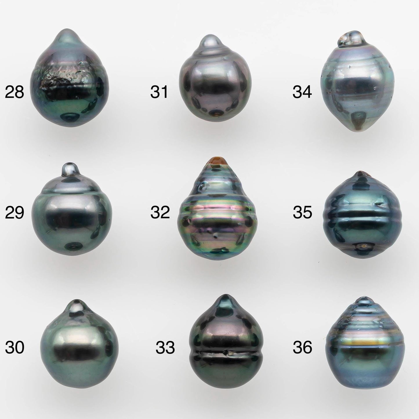 8-9mm Natural Color Tahitian Pearl Drop Shape Loose Single Piece Undrilled in High Luster and Minor Blemishes, SKU # 2580TH