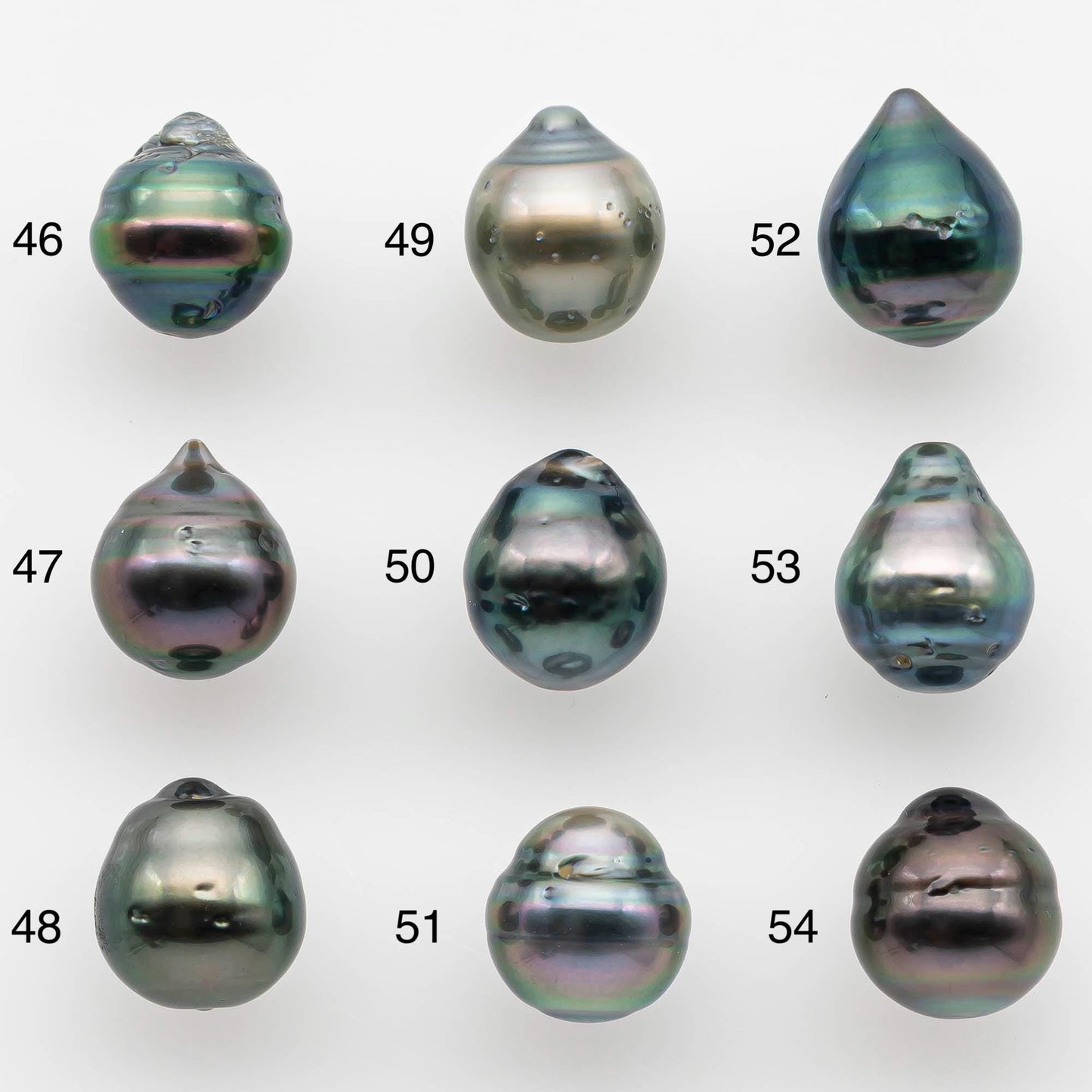 8-9mm Natural Color Tahitian Pearl Drop Shape Loose Single Piece Undrilled in High Luster and Minor Blemishes, SKU # 2580TH