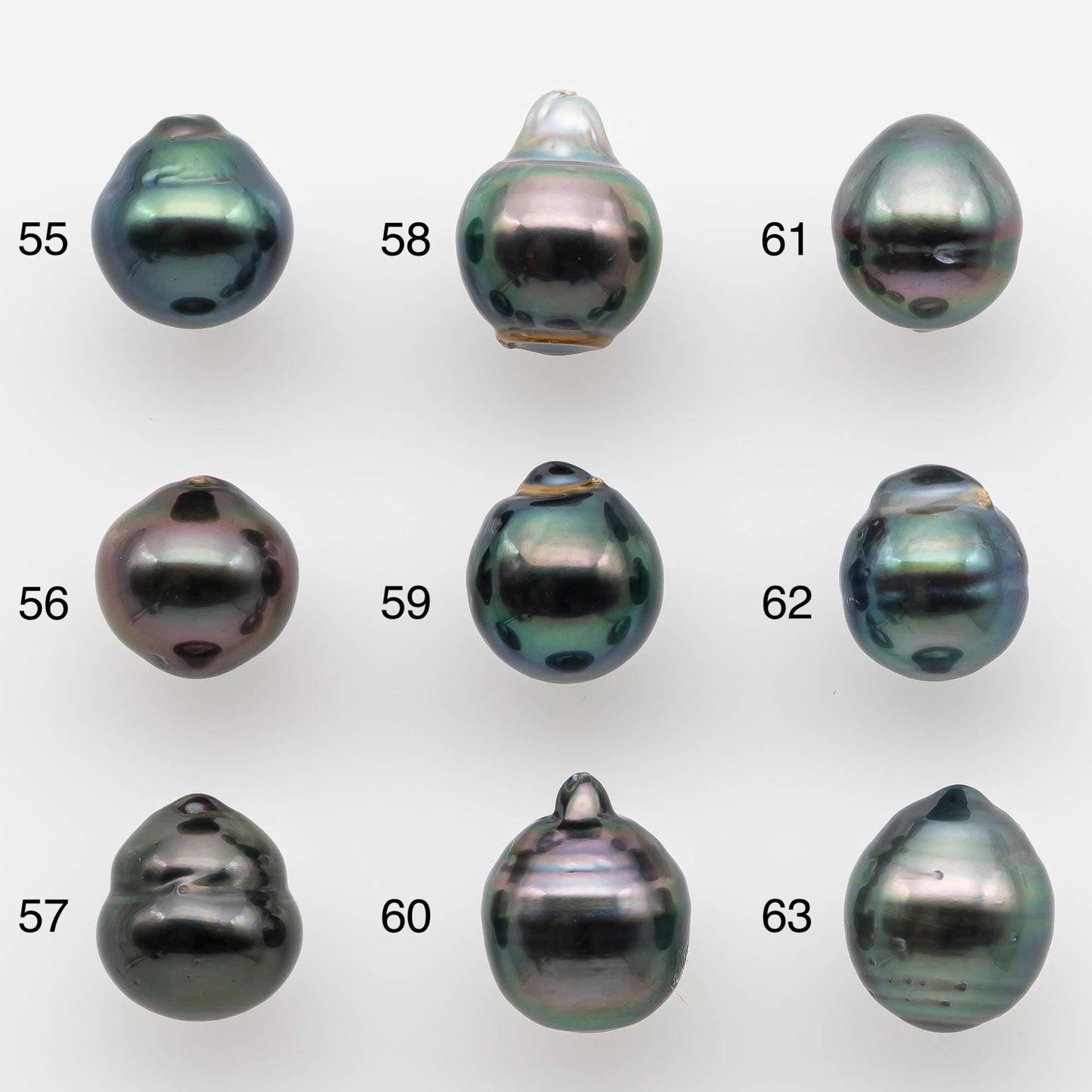 8-9mm Natural Color Tahitian Pearl Drop Shape Loose Single Piece Undrilled in High Luster and Minor Blemishes, SKU # 2580TH