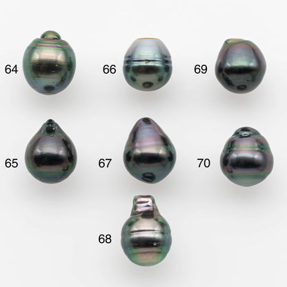 8-9mm Natural Color Tahitian Pearl Drop Shape Loose Single Piece Undrilled in High Luster and Minor Blemishes, SKU # 2580TH
