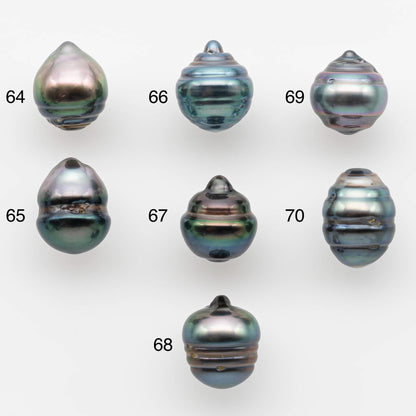 8-9mm Natural Color Tahitian Pearl Drop Shape Loose Single Piece Undrilled in High Luster and Minor Blemishes, SKU # 2583TH