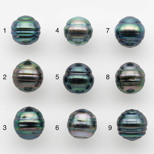 9-10mm Natural Color Tahitian Pearl Loose Single Piece Undrilled in High Luster and Minor Blemishes, SKU # 2584TH