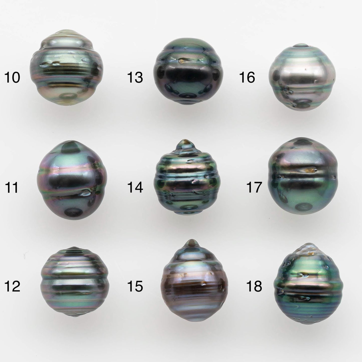 9-10mm Natural Color Tahitian Pearl Drop Shape Loose Single Piece Undrilled in High Luster and Minor Blemishes, SKU # 2585TH