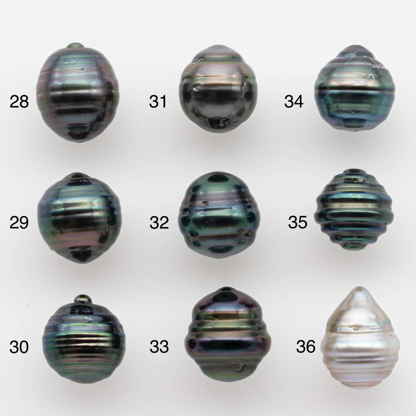 9-10mm Natural Color Tahitian Pearl Drop Shape Loose Single Piece Undrilled in High Luster and Minor Blemishes, SKU # 2585TH